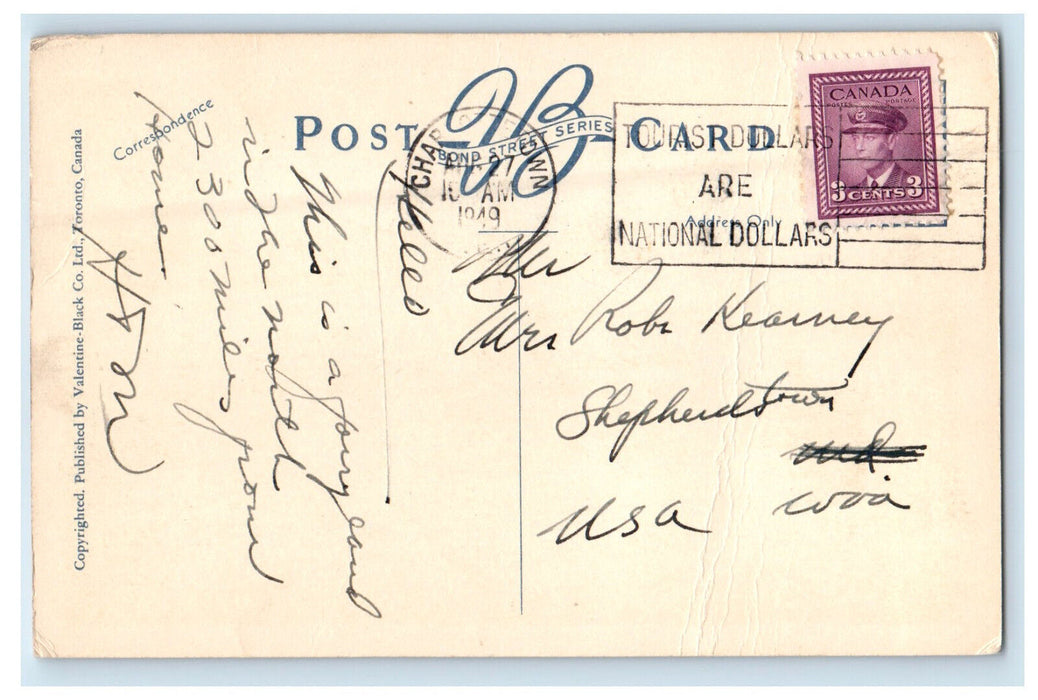 1949 View of Grasses and Flowers, Prince Edward Island Canada Cancel Postcard