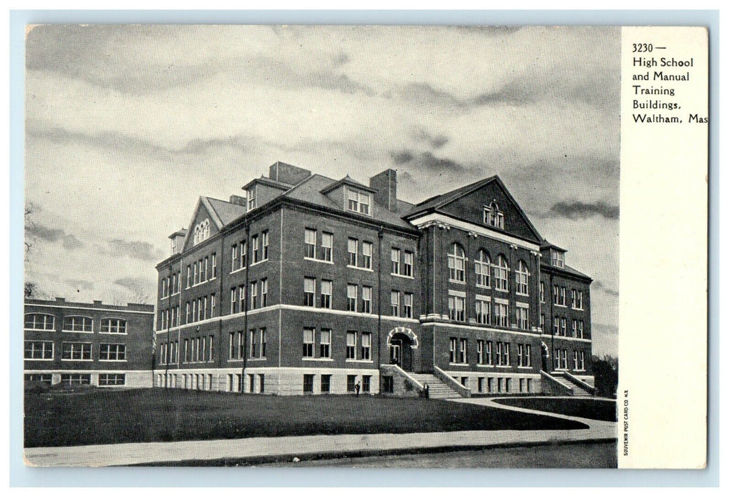 High School And Manual Training Buildings Waltham Massachusetts MA Postcard
