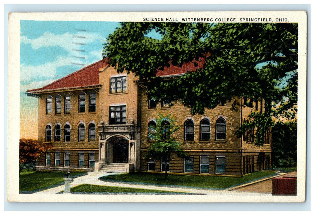 1937 Science Hall Wittenberg College Springfield Ohio OH Vintage Postcard