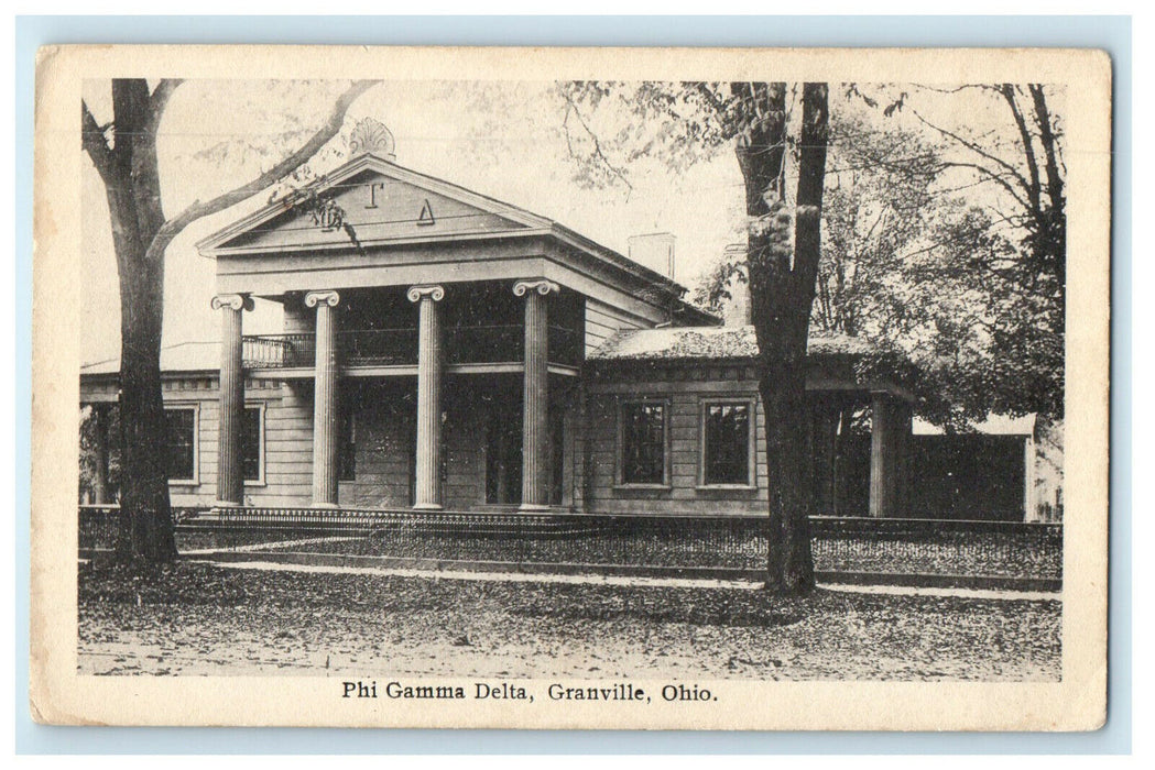 c1920s Phi Gamma Delta Granville Ohio OH Unposted Vintage Postcard