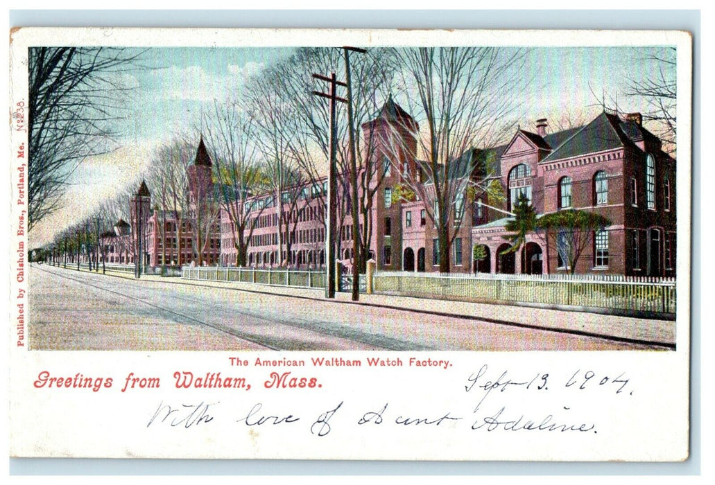 1904 The American Waltham Watch Factory View Waltham Massachusetts MA Postcard