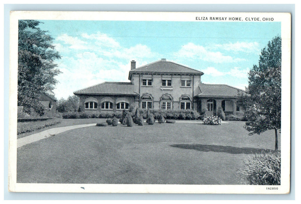 1937 Eliza Ramsay Home, Clyde Ohio OH Vintage Posted Postcard