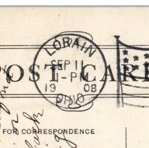 1908 The Carnegie Library Lorain Ohio OH Posted Antique Postcard