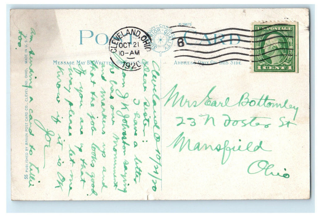 1920 Mt Sinai Hospital, East 105th Street Cleveland Ohio OH Posted Postcard