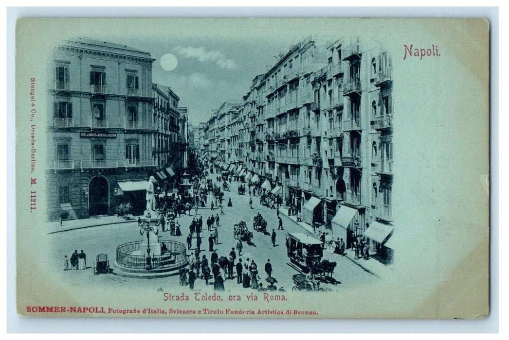 c1905 Strada Toledo Ora Via Roma Napoli Italy Unposted Antique Postcard