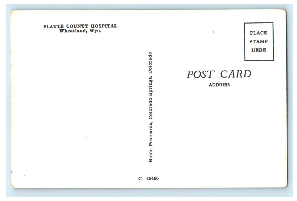 c1960 Platte County Hospital, Wheatland Wyoming WY Unposted Postcard