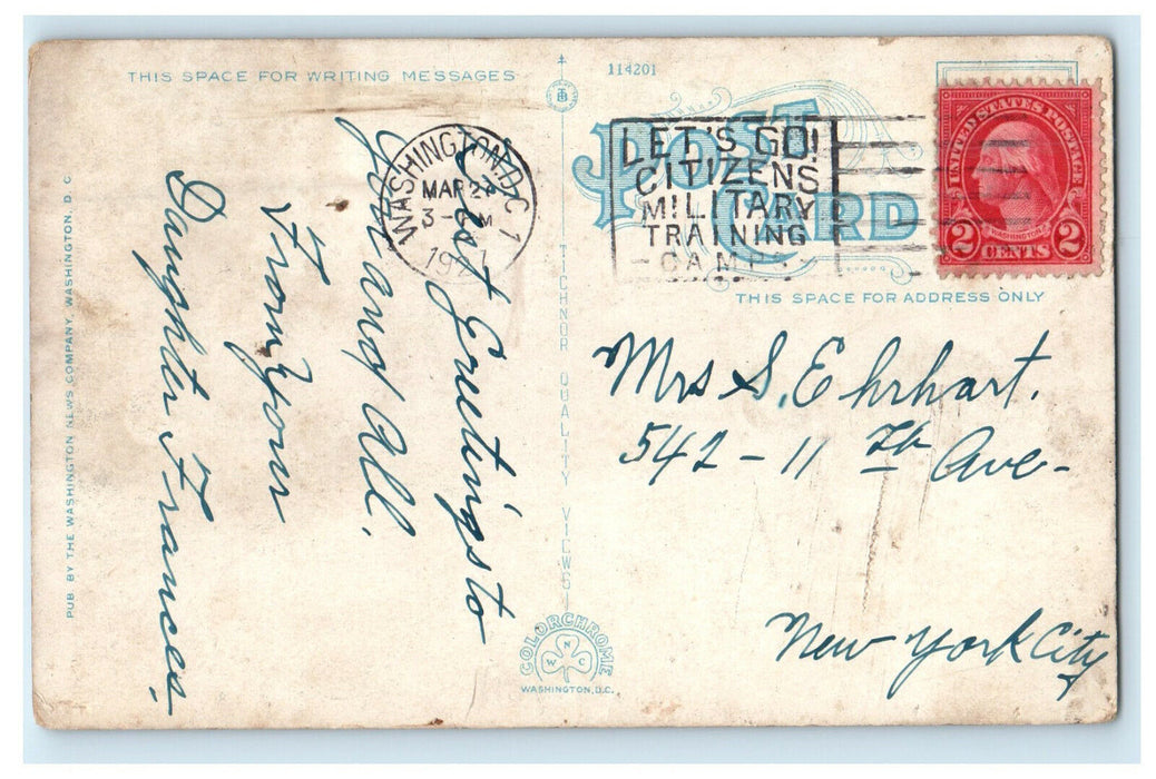 1927 Capitol, Winter Night Reflections, Washington DC Vintage Cancel Postcard
