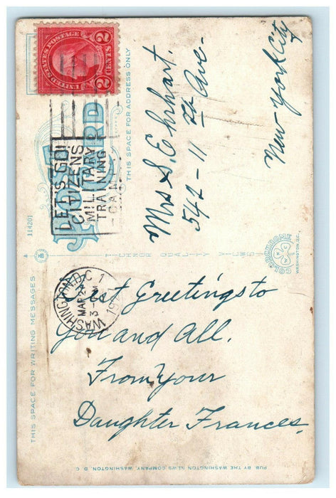 1927 Capitol, Winter Night Reflections, Washington DC Vintage Cancel Postcard