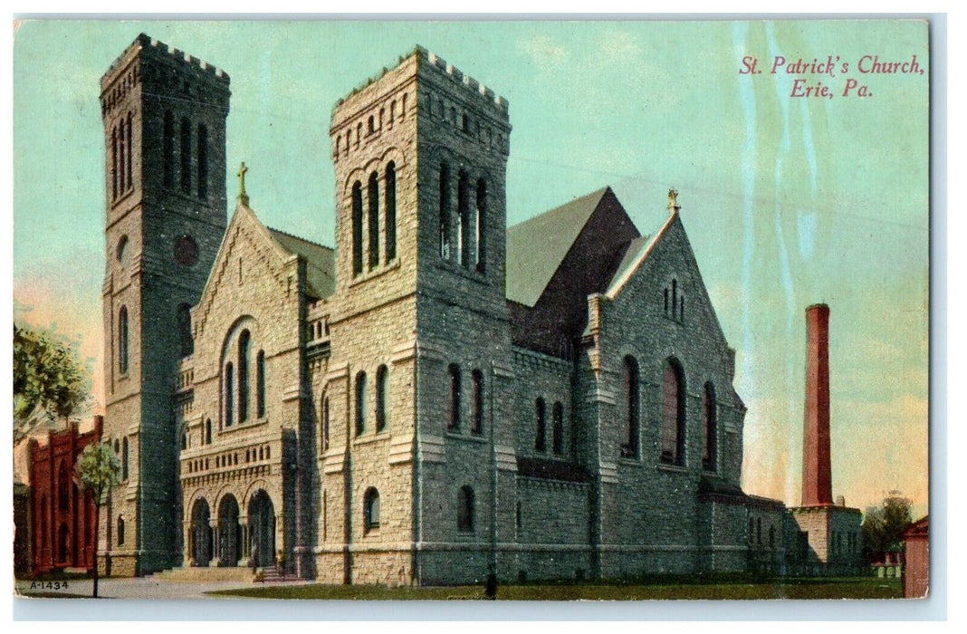 c1910's View Of St. Patrick's Church Erie Pennsylvania PA Antique Postcard