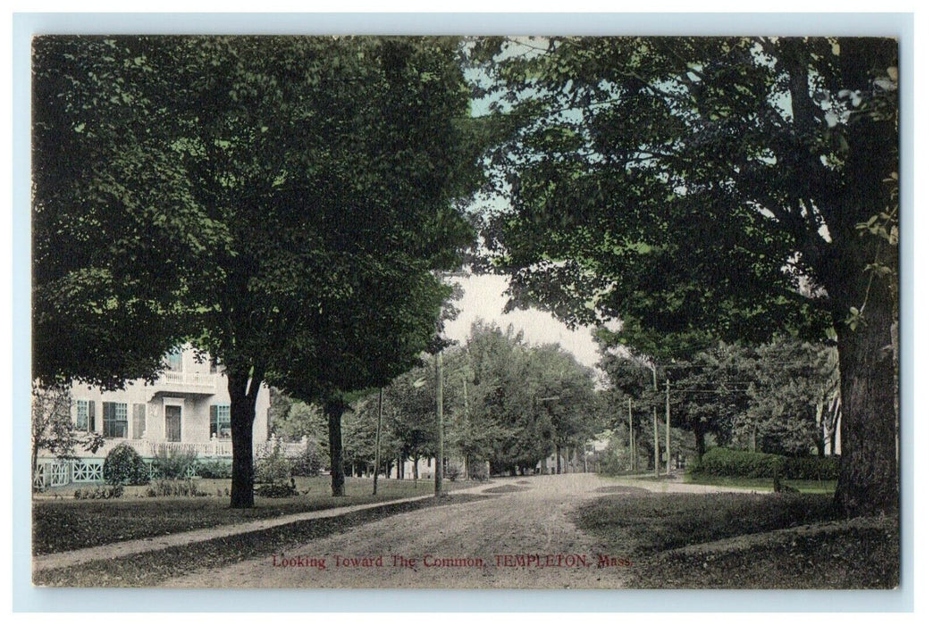 1928 Looking Toward Common, Templeton, Massachusetts MA Vintage Postcard
