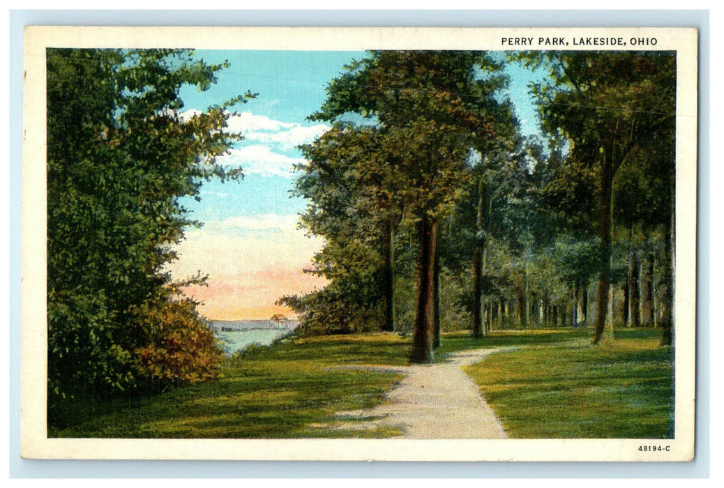 1939 Greenery Scene Perry Park Lakeside Ohio Posted Vintage Postcard