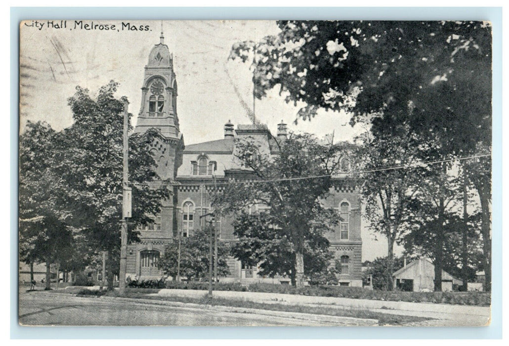 City Hall Melrose Massachusetts Building 1916 Vintage Antique Postcard