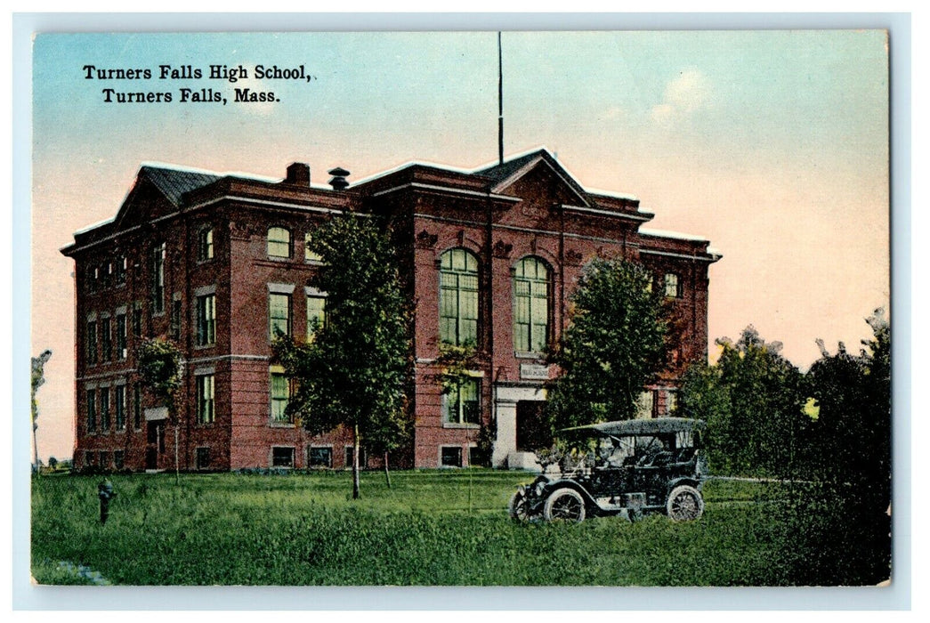 1913 Turner Falls High School, Turners Falls Massachusetts MA Postcard