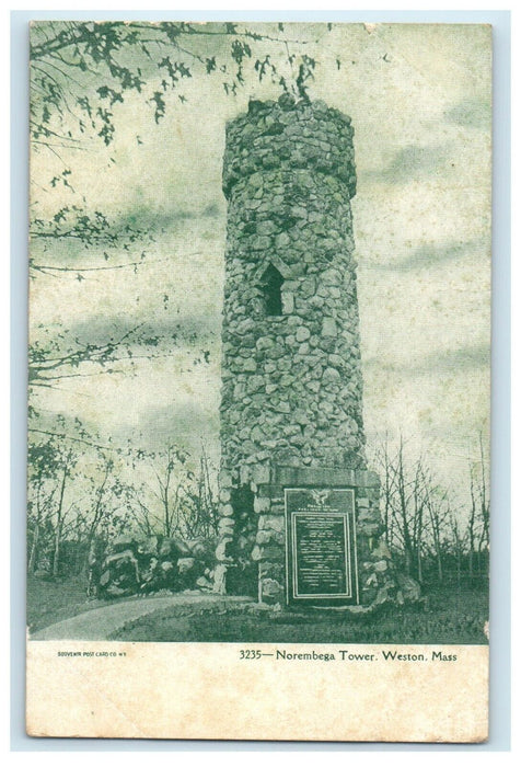 c1905 Norembega Tower Weston Massachusetts MA Undivided Back Postcard