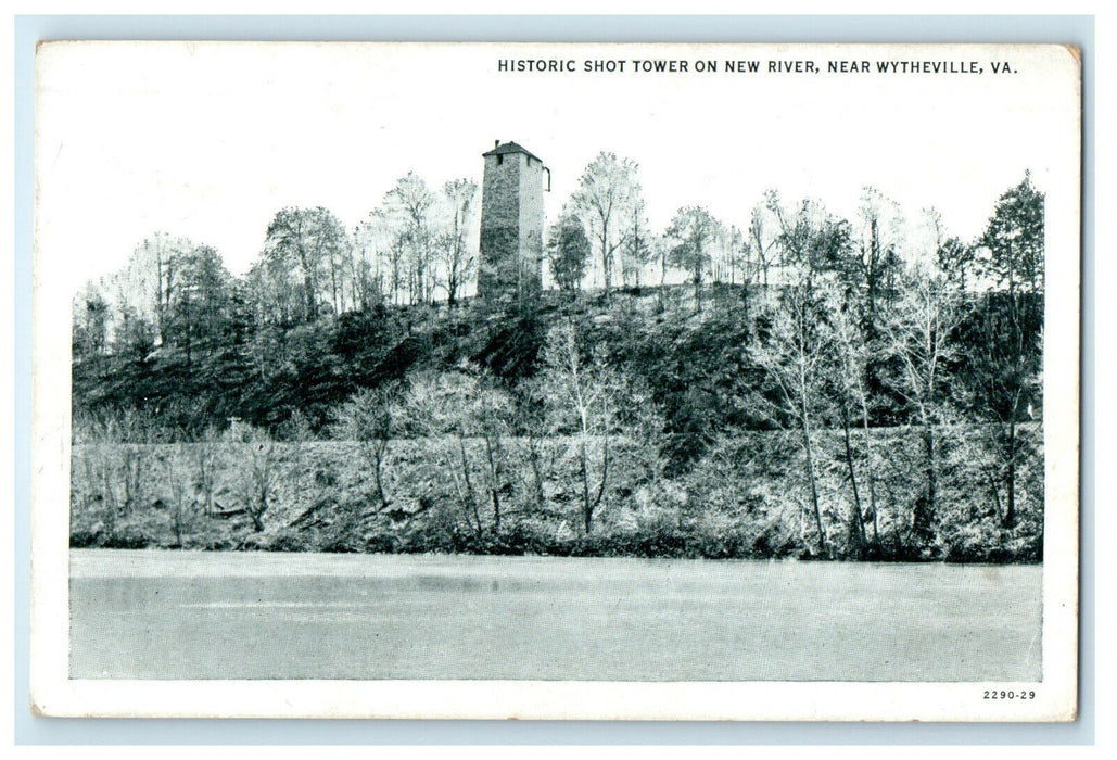 1936 Historic Shot Tower on New River Near Whyteville Virginia VA Postcard