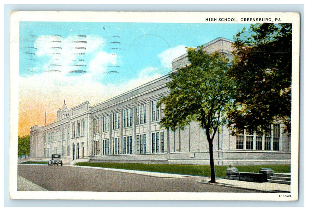 1931 View of the High School in Greensburg Pennsylvania PA Posted Postcard