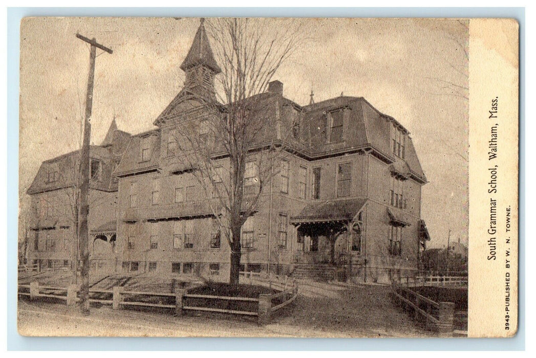 c1905 Entrance Of South Grammar School Waltham Massachusetts MA Antique Postcard