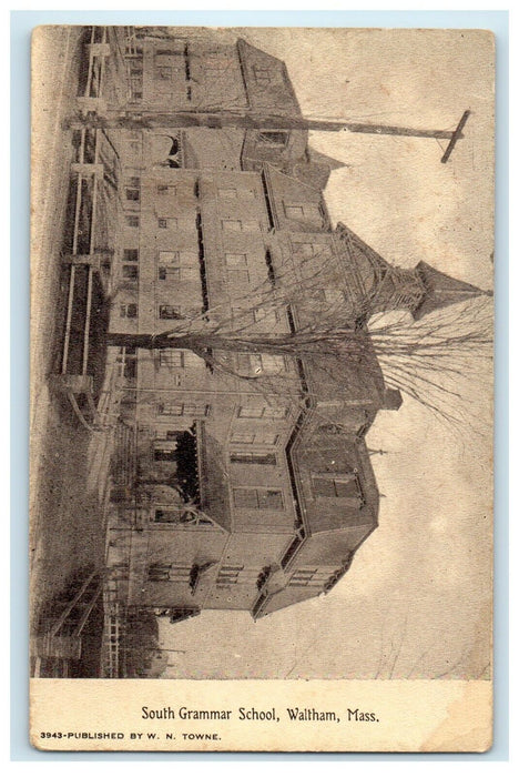 c1905 Entrance Of South Grammar School Waltham Massachusetts MA Antique Postcard