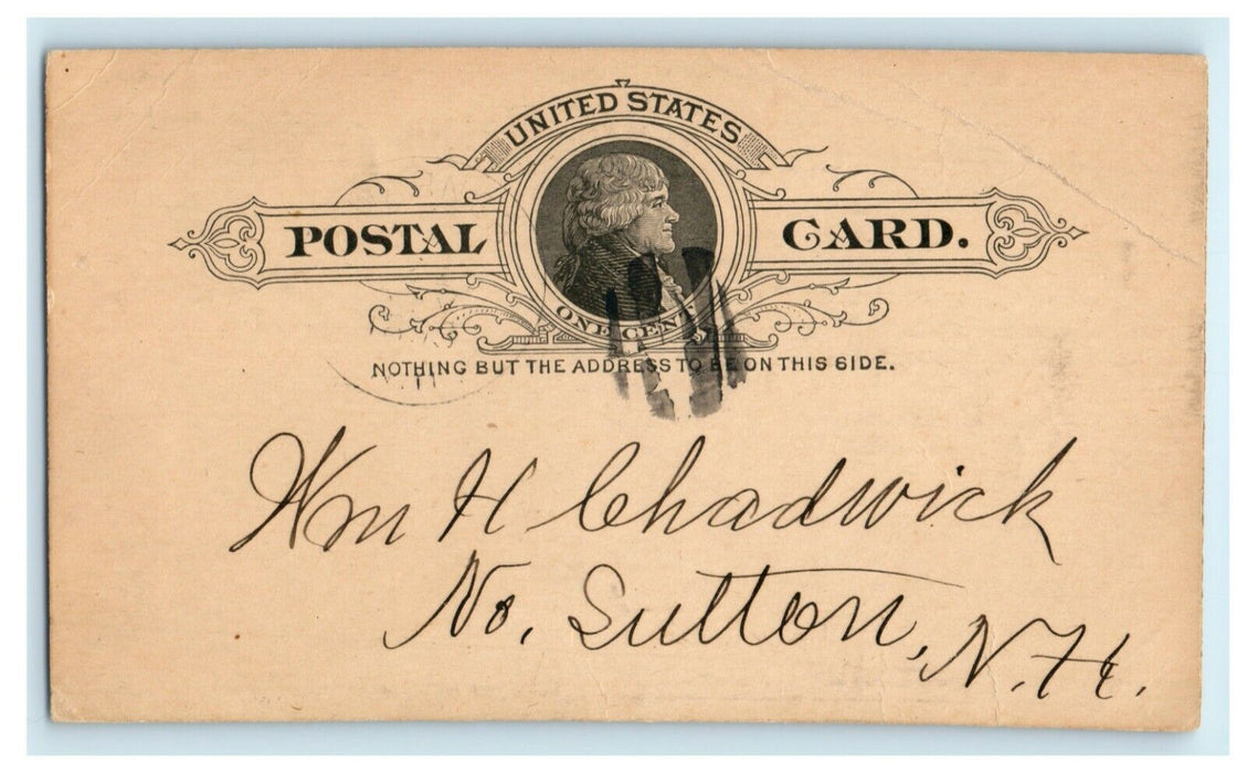 1893 New Hampshire Patrons' Relief Association Bill Warner North Sutton Postcard