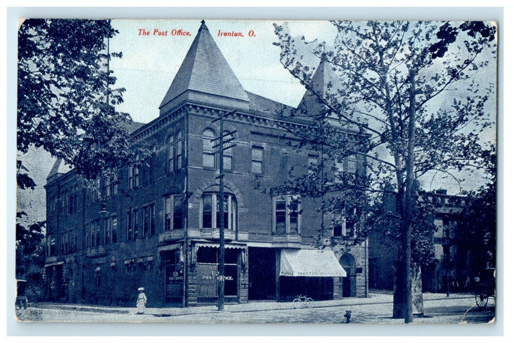 1911 The Post Office Building Ironton Ohio OH Advertising Postcard