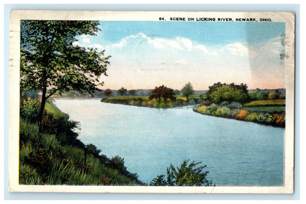 1921 Scene on Licking River Newark Ohio OH Posted Vintage Postcard