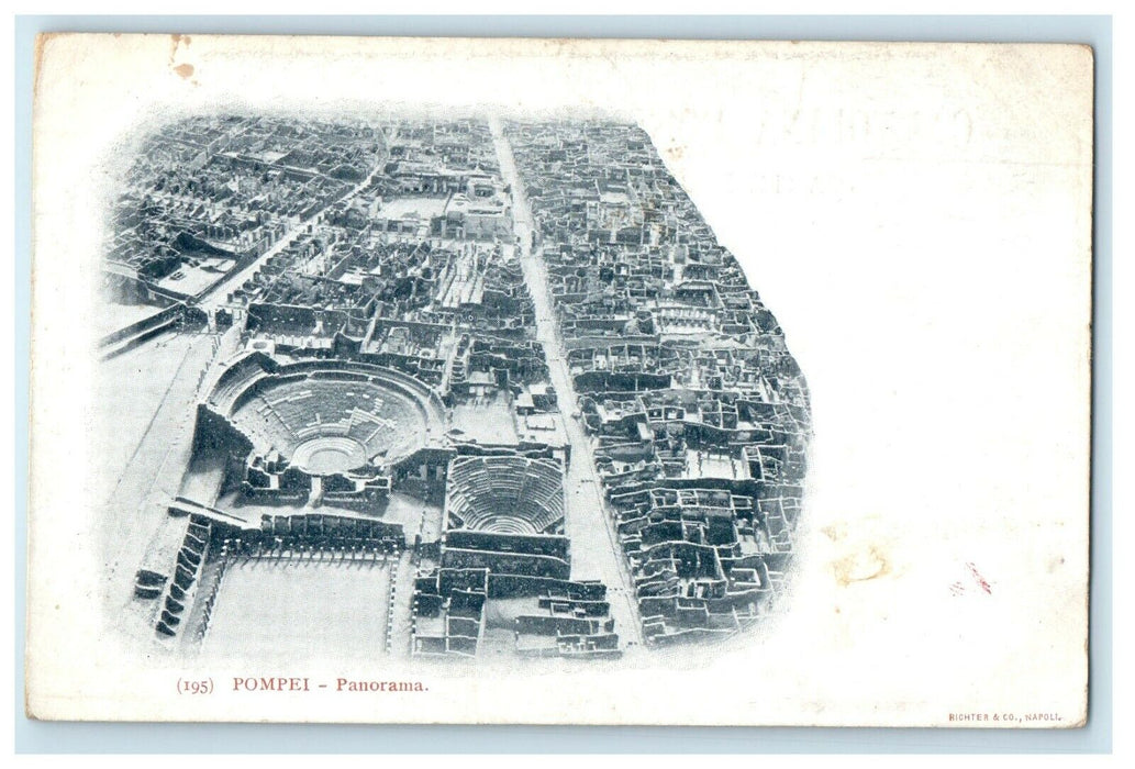 c1905 Panorama View Of Pompei Naples Italy Unposted Antique Postcard