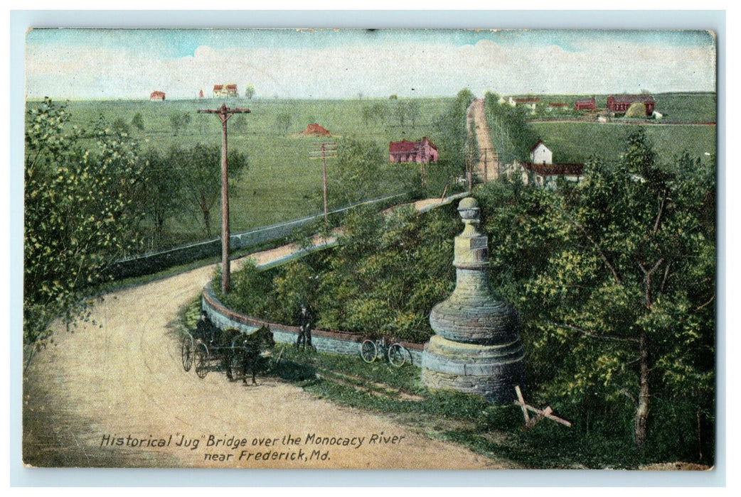 1909 "Jug" Bridge Monocacy River Frederick Maryland MD Middletown Postcard