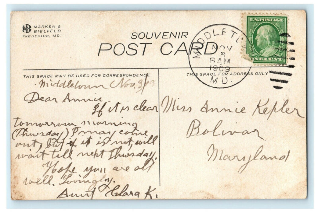 1909 "Jug" Bridge Monocacy River Frederick Maryland MD Middletown Postcard