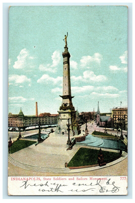 1907 Soldiers' & Sailors Monument Indianapolis Indiana Monument Postcard