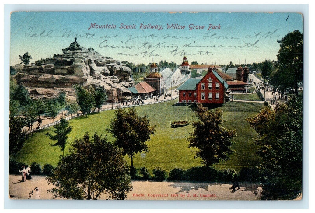 1911 Mountain Scenic Railway Willow Grove Park Pennsylvania PA Antique Postcard