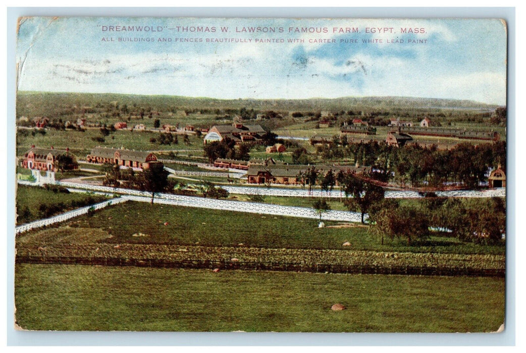 1911 Dreamwold Thomas Lawson's Farm Egypt Massachusetts MA Antique Postcard