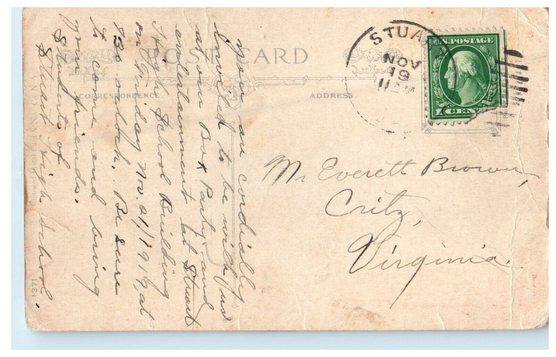 1919 Singing Sammies YMCA WW1 Military Stuart High School Party VA Postcard