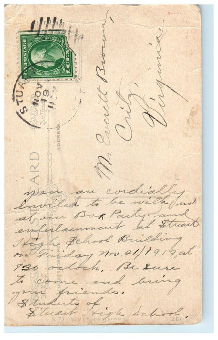 1919 Singing Sammies YMCA WW1 Military Stuart High School Party VA Postcard