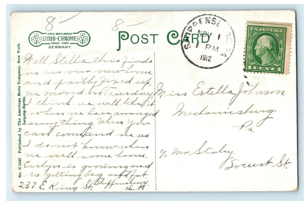 1912 Normal Avenue View Tree Lined Shippensburg Pennsylvania PA Antique Postcard