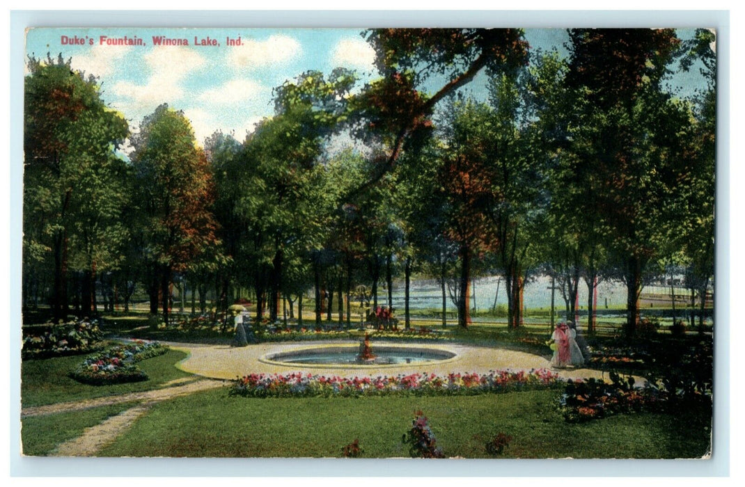 1910 Duke's Fountain Winona lake Indiana IN Posted Antique Postcard