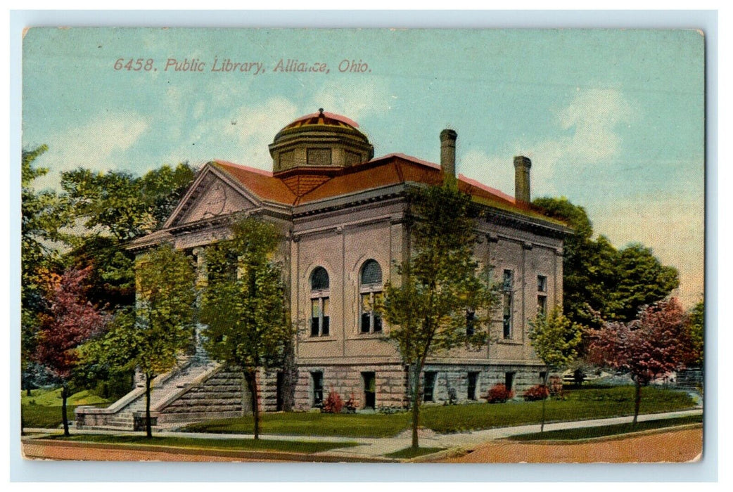 c1910's Public Library Building Alliance Ohio OH Unposted Antique Postcard