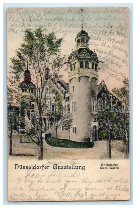 1902 Building View, Dusseldorfer Gusstellung Germany Antique Posted Postcard