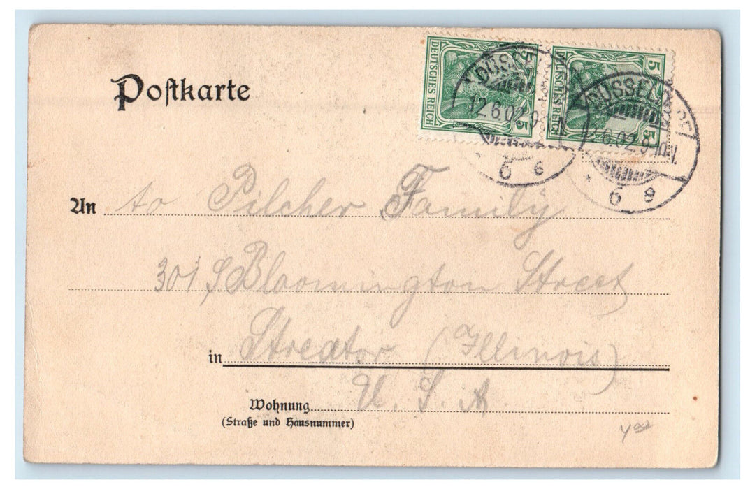 1902 Building View, Dusseldorfer Gusstellung Germany Antique Posted Postcard