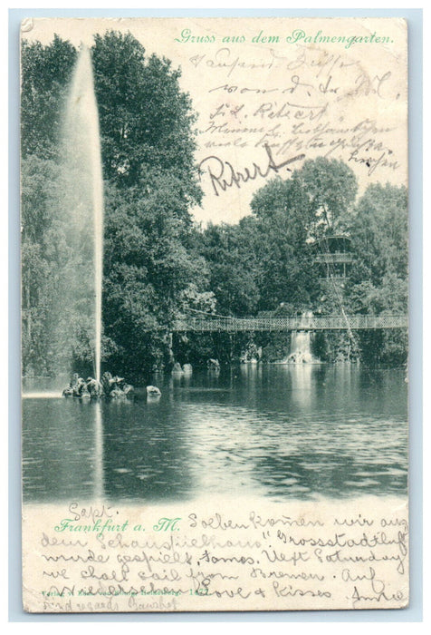 1900 Gruss Aus (Greetings From) Dem Palmengarten Frankfurt Germany Postcard