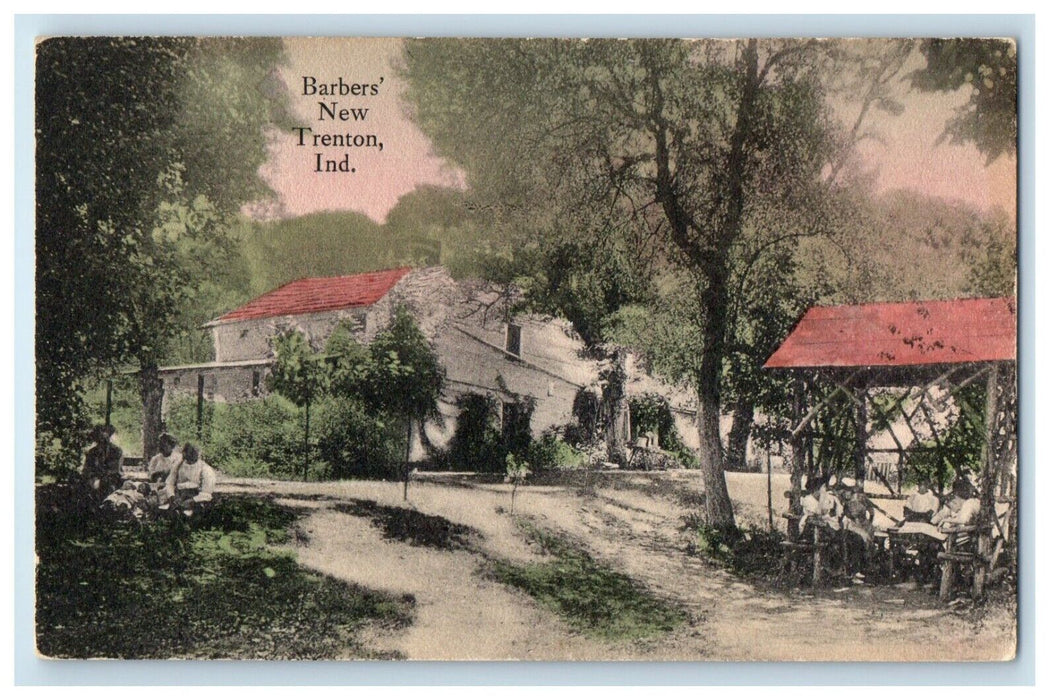 c1910's Barber's New Trenton Indiana IN, Kreemer Art Co. Antique Postcard