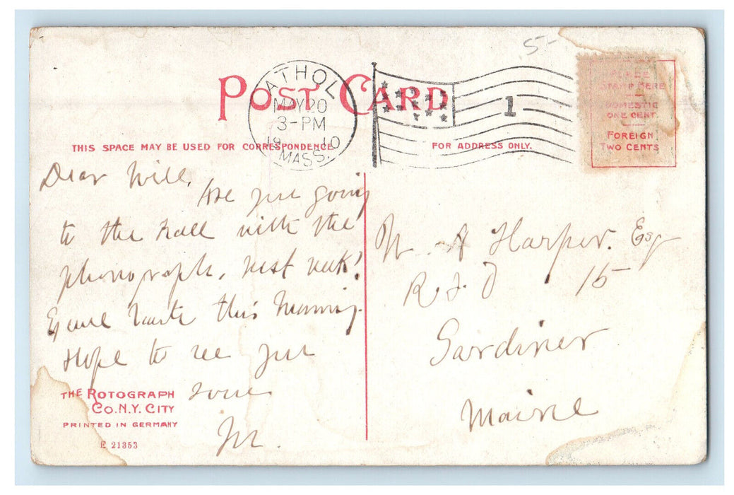 1910 View of Miller River from Bridge Athol Massachusetts MA Posted Postcard