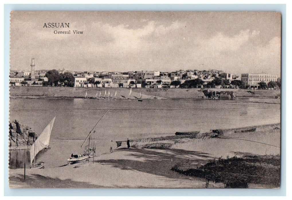 c1910 Boats Scene, General View, Assuan Egypt Unposted Postcard