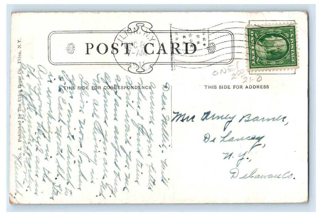 1911 Tranvia Scene Busy Corner, Utica New York NY Posted Antique Postcard