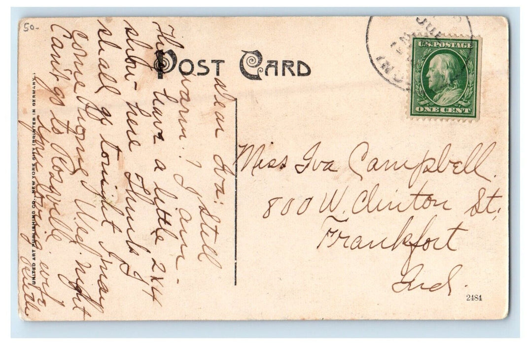 c1910's West Columbia Street View Flora Indiana IN Unposted Antique Postcard