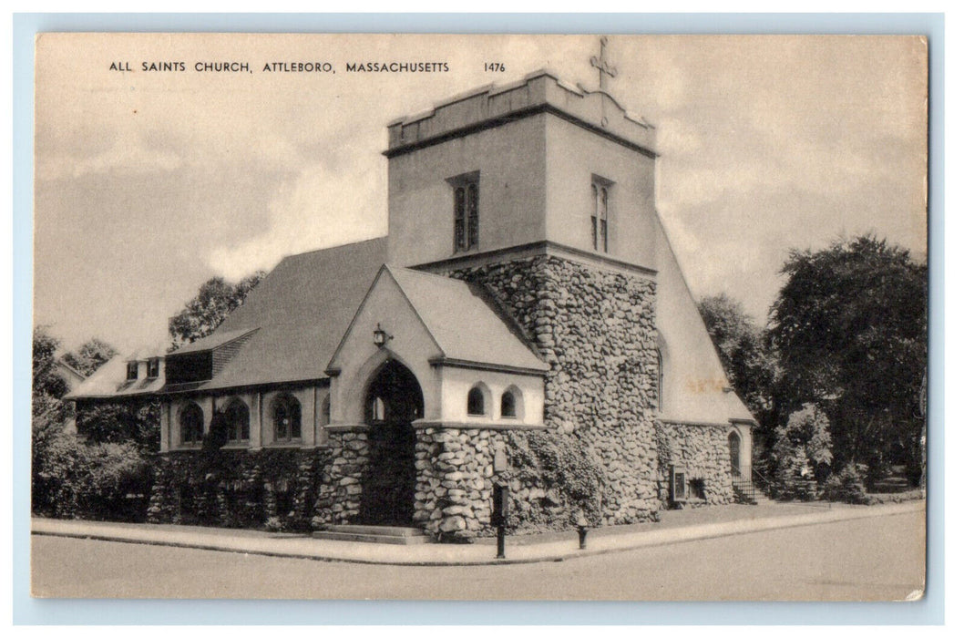 c1910 All Saints Chuch Attleboro Massachusetts MA Photolux Postcard