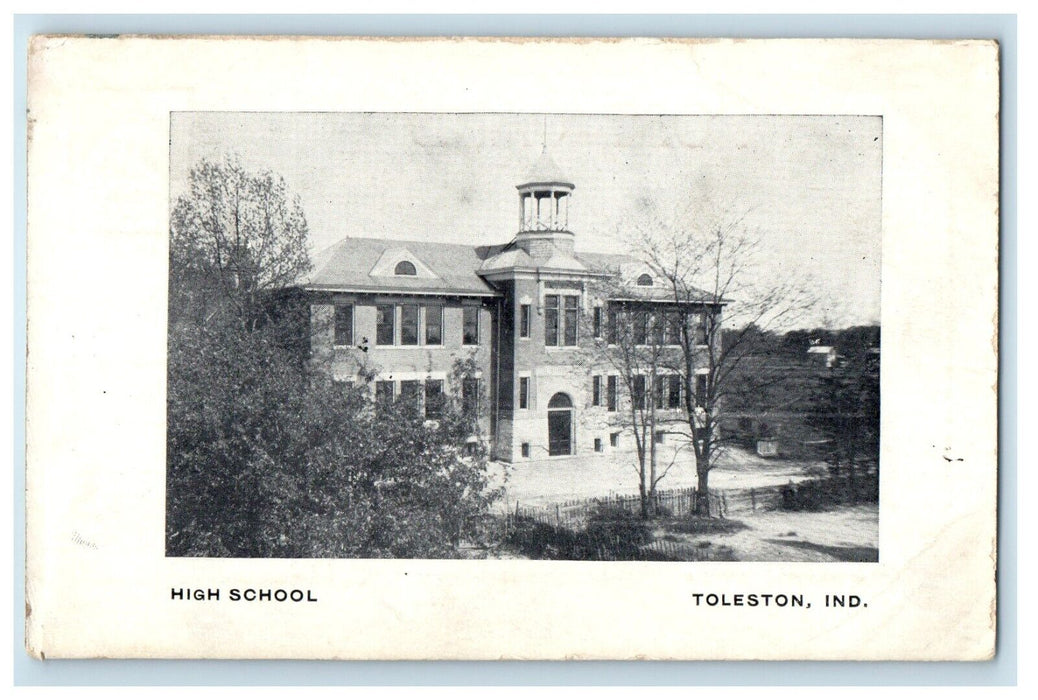 c1910's View Of High School Building Toleston Indiana IN Antique Postcard