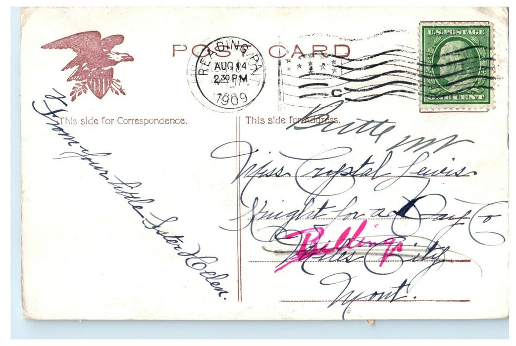 1909 Highland House Neversink Mountain Moonlight View Reading PA Postcard