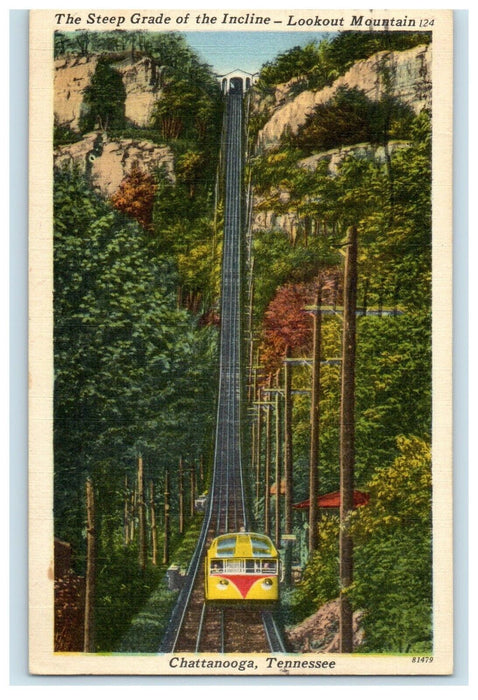 1954 The Steep Grade Incline Lookout Mountain Chattanooga Tennessee TN Postcard