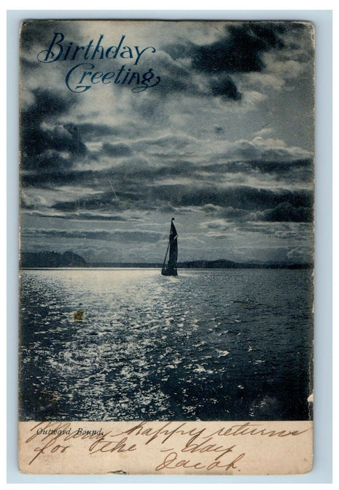 c1905 Birthday Greetings Outward Bound Posted Antique Postcard