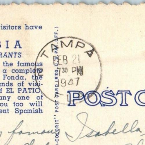 1947 Columbia Spanish Restaurant Tampa Florida FL Multiview Postcard